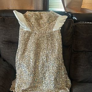Homecoming/Formal Dress with gold Sequins, soft durable fabric comfortable
